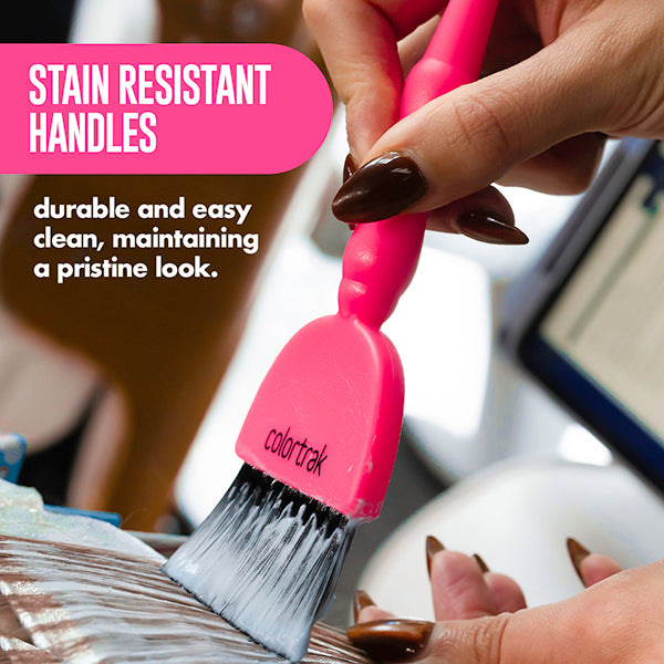 Experience the bold precision and control of the Electric Pink Wand, crafted for comfortable performance. The single King and two Queen size brushes have a non-slip ergonomic grip and stain-resistant handles. This vibrant tool ensures superior control and effortless clean-up. 
