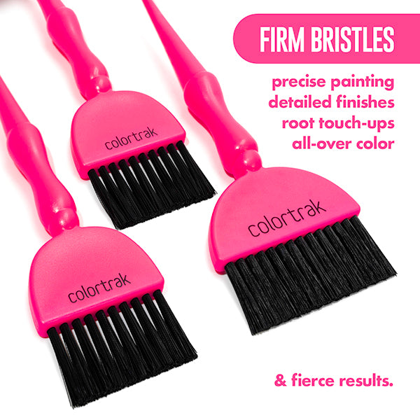 Experience the bold precision and control of the Electric Pink Wand, crafted for comfortable performance. The single King and two Queen size brushes have a non-slip ergonomic grip and stain-resistant handles. This vibrant tool ensures superior control and effortless clean-up. 