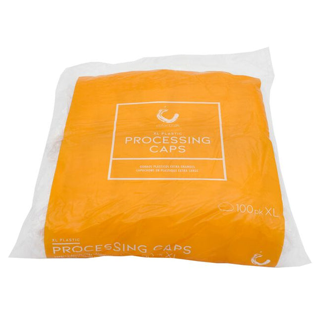 Colortrak Clear Disposable Processing Caps available in XL. The caps are convenient for perms, conditioners and color.