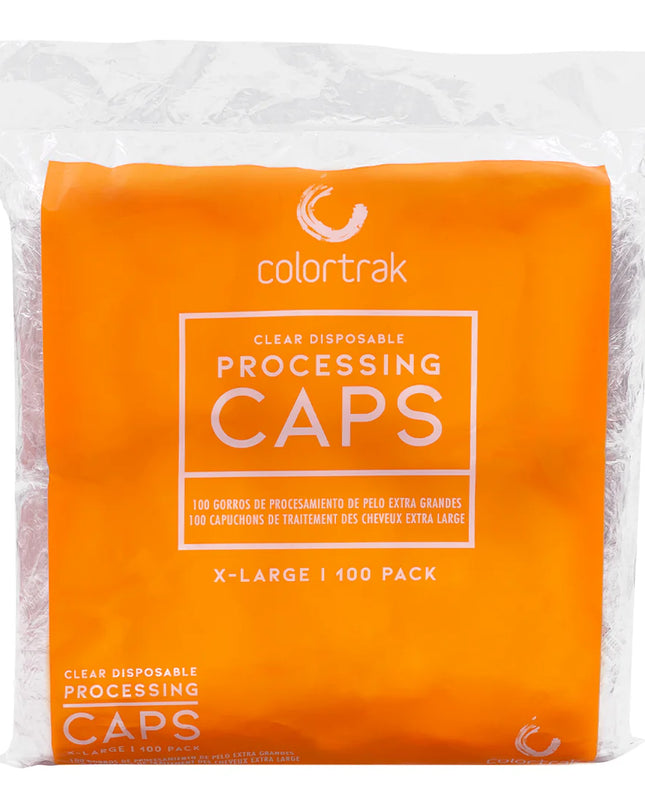 Colortrak Clear Disposable Processing Caps available in XL. The caps are convenient for perms, conditioners and color.