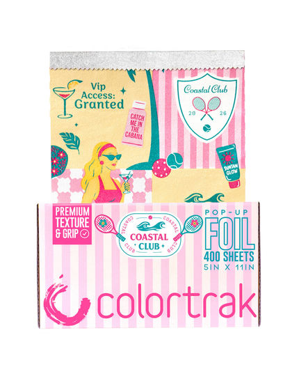 Say hello to Coastal Club, where every highlight is members only and your glow is always on the list. Think cabana vibes, tennis court chic, and sun drenched cocktails with the girls, this foil is all about effortless glam with pro level performance. From bold blondes to sun kissed highlights, every application feels like a poolside cocktail, effortless, elevated, and just the right amount of glam.