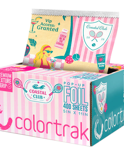 Say hello to Coastal Club, where every highlight is members only and your glow is always on the list. Think cabana vibes, tennis court chic, and sun drenched cocktails with the girls, this foil is all about effortless glam with pro level performance. From bold blondes to sun kissed highlights, every application feels like a poolside cocktail, effortless, elevated, and just the right amount of glam.