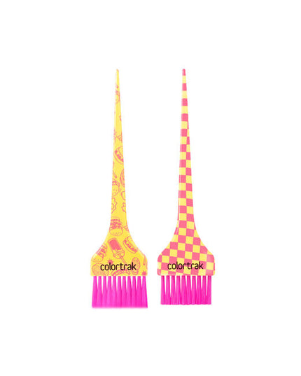 Your color game just got the full meal deal. This pack of brushes features a feather bristle brush that brings a light, effortless touch for highlights, blends, and balayage; soft enough to melt color seamlessly. The firm bristle brush delivers precision and power for root touch-ups, bold applications, and crisp placement. These brushes aren’t just fun, they’re built for control, easy cleanup, and flawless results. Because every stylist deserves the perfect combo.