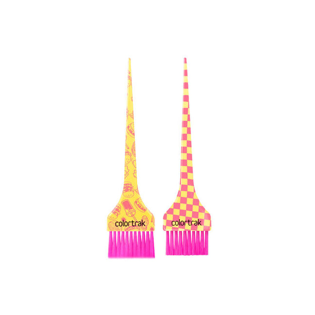 Your color game just got the full meal deal. This pack of brushes features a feather bristle brush that brings a light, effortless touch for highlights, blends, and balayage; soft enough to melt color seamlessly. The firm bristle brush delivers precision and power for root touch-ups, bold applications, and crisp placement. These brushes aren’t just fun, they’re built for control, easy cleanup, and flawless results. Because every stylist deserves the perfect combo.