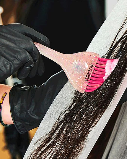 The 3 piece set features a colorful blend of ultra-soft feather colored bristles, paired with multi-color glitter handles.