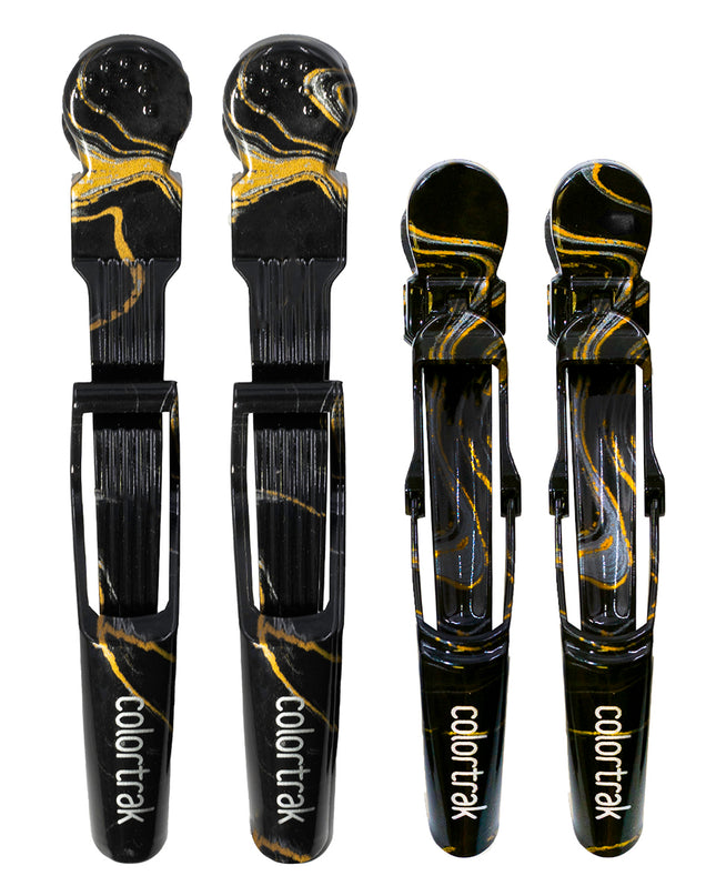 Power, precision, and a touch of mystery, these croc clips lock hair in place with a no-slip grip, giving you total control over every section. Designed for strength and flexibility, they hold even the thickest hair without budging. Whether you're crafting bold transformations or subtle refinements, these clips bring the perfect balance of function and midnight elegance to your station. Because every masterpiece starts with the right hold.