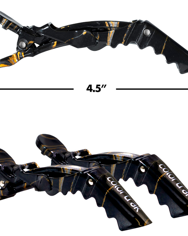 Power, precision, and a touch of mystery, these croc clips lock hair in place with a no-slip grip, giving you total control over every section. Designed for strength and flexibility, they hold even the thickest hair without budging. Whether you're crafting bold transformations or subtle refinements, these clips bring the perfect balance of function and midnight elegance to your station. Because every masterpiece starts with the right hold.