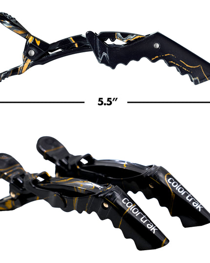 Power, precision, and a touch of mystery, these croc clips lock hair in place with a no-slip grip, giving you total control over every section. Designed for strength and flexibility, they hold even the thickest hair without budging. Whether you're crafting bold transformations or subtle refinements, these clips bring the perfect balance of function and midnight elegance to your station. Because every masterpiece starts with the right hold.