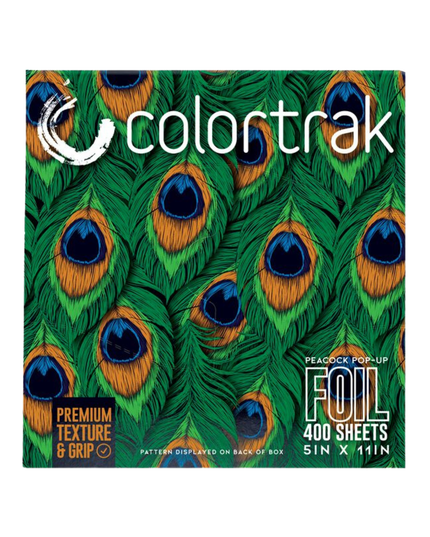 Step into the spotlight with Peacock, a foil made to show off. Inspired by the fiercest feathers in nature, this design brings rich jewel tones and graceful detail to every service. With flawless grip and smooth saturation, each sheet helps you create color that struts with confidence and shines with unapologetic glam. From brilliant blondes to dimensional brunettes, every highlight becomes a statement worth noticing. Bold, beautiful, and born to stand out, this is Peacock.