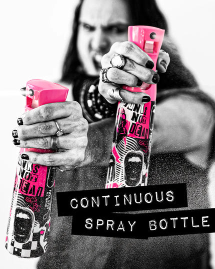 Born to stand out? Colortrak's Punk Spray Bottle produces a stream of sustained mist that lasts a few seconds with multiple pulls of the trigger, allowing large areas to be covered quickly and easily, holding sprays for 3 seconds, achieving a continuous spray effect.