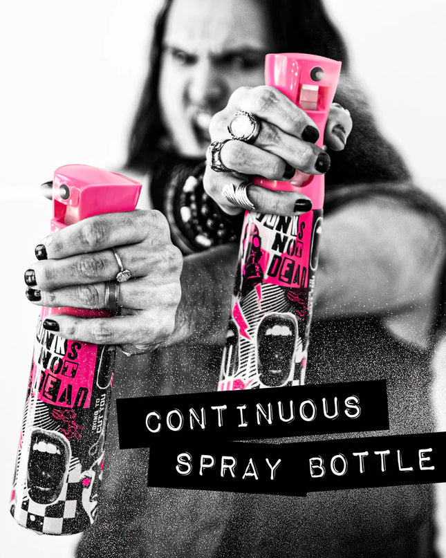Born to stand out? Colortrak's Punk Spray Bottle produces a stream of sustained mist that lasts a few seconds with multiple pulls of the trigger, allowing large areas to be covered quickly and easily, holding sprays for 3 seconds, achieving a continuous spray effect.