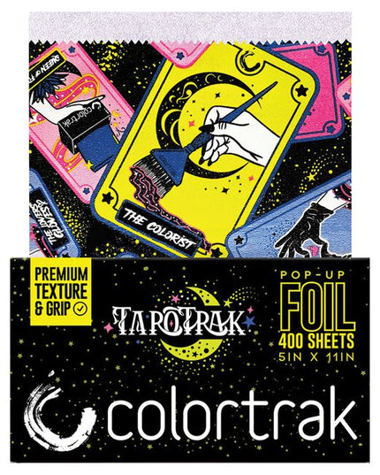 Step into the mystical realm of hair artistry with Tarotrak! Infused with the enchanting energy of Tarot, this foil guides your creative process like a trusted deck—revealing vibrant colors, bold styles, and transformative looks with every session. Let the symbols of intuition, creativity, and transformation inspire your work as you craft hair that feels as magical as it looks. The cards don’t lie—the future is fabulous hair!