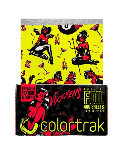 Vixxxens isn’t here to play nice, it’s here to play wicked. This neon hot foil brings serious hold with a flirty bite, making every highlight feel like a trick and a treat. Spiked with devil girl attitude and retro glam sass, Vixxxens delivers bold separation, flawless saturation, and a finish that’s downright sinful. Whether you’re conjuring icy blondes, fiery reds, or glossy blacks, your color will stay sharp, shiny, and a little dangerous. Hot, wild, and wickedly precise, this is Vixxxens.