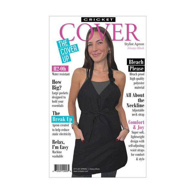 The color black is always a winner. Cricket’s ALWAYS BLACK APPAREL SERIES is made out of breathable, super soft material that has been treated to protect the hairstylist and their clients in comfort and style. High quality, that you can trust, with features that make all the difference! The apron style is CRICKET®’s classic design that is always in demand and looks good on.