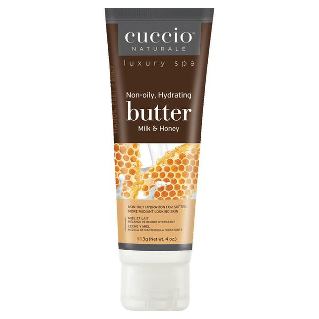 Cuccio Naturale Milk & Honey Butter Blend is the professional's choice for healthy hydrated hands and body. Non-oily, 24-hour intense hydration with time released emollients for the softest, hydrated "my skin feels amazing!" feeling. Milk soothes and softens the skin while honey is a natural humectant to keep the skin moisturized.