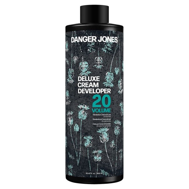 Danger Jones Deluxe Cream Developers are available in five different volumes: 5, 10, 20, 30, and 40. The Powder Lightener and Color Remover have been specifically designed to work best when paired with these Deluxe Cream Developers. All five volumes can be used with Danger Jones Powder Lightener and mixed to the artists' preference based on their technique and application. 