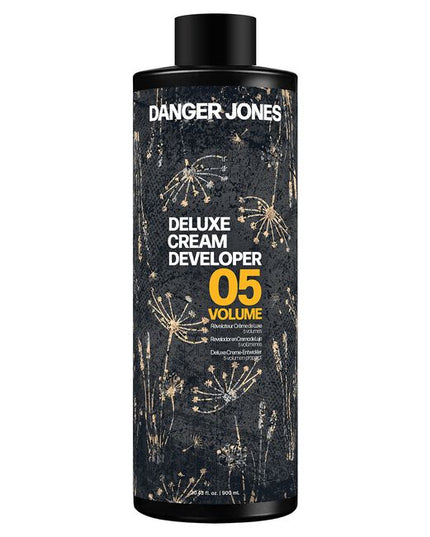 Danger Jones Deluxe Cream Developers are available in five different volumes: 5, 10, 20, 30, and 40. The Powder Lightener and Color Remover have been specifically designed to work best when paired with these Deluxe Cream Developers. 