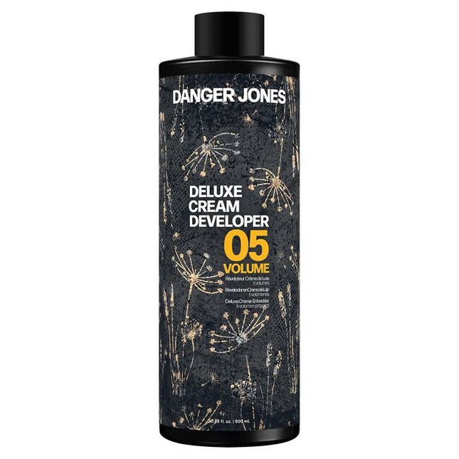 Danger Jones Deluxe Cream Developers are available in five different volumes: 5, 10, 20, 30, and 40. The Powder Lightener and Color Remover have been specifically designed to work best when paired with these Deluxe Cream Developers. 