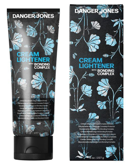 Danger Jones Cream Lightener with Bonding Complex gives 9+ levels of lift and is infused with bonding complex and specialized seaweed for healthier hair appearance. We’ve added more conditioning properties like Jojoba and Aloe Vera oils to give a softer and slower lift for services on clients who might be extra sensitive or have fragile hair. It can be used in three ways: on scalp, in foils, and for hair painting techniques. All Danger Jones products are salon-tested by real, behind-the-chair stylists.