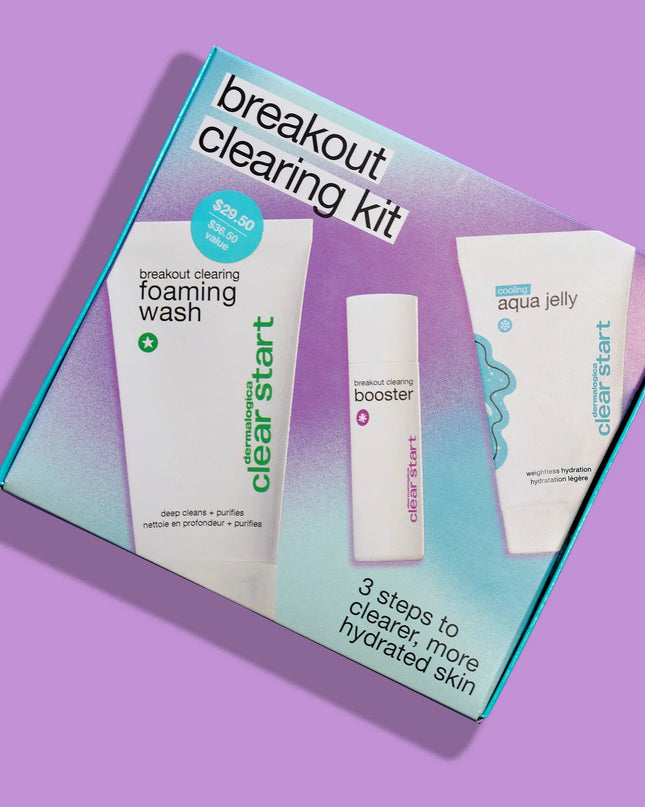 Behold, your 3-step regimen to clearer skin. Featuring our best-selling favorites, the Breakout Clearing Kit includes everything you need to cleanse, treat breakouts, and hydrate skin. Formulated with powerful (yet gentle!) ingredients like salicylic acid, tea tree oil, niacinamide, and hyaluronic acid. Your breakouts don’t stand a fighting chance. (Sounds dramatic, but like… it’s true.) With travel-friendly sizes, you can get that glow whether you’re at home or on-the-go.