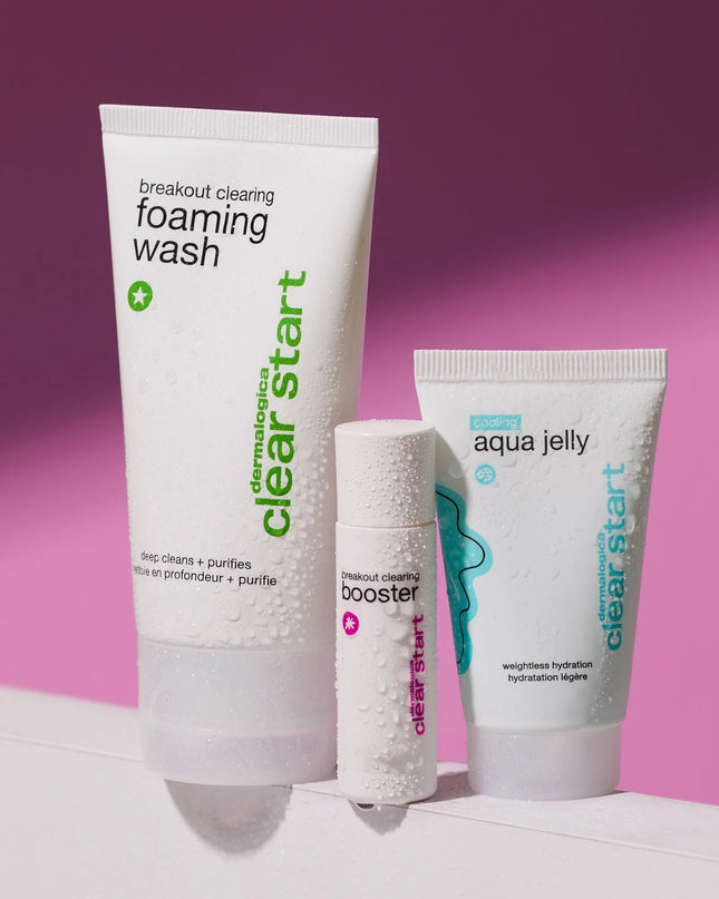Behold, your 3-step regimen to clearer skin. Featuring our best-selling favorites, the Breakout Clearing Kit includes everything you need to cleanse, treat breakouts, and hydrate skin. Formulated with powerful (yet gentle!) ingredients like salicylic acid, tea tree oil, niacinamide, and hyaluronic acid. Your breakouts don’t stand a fighting chance. (Sounds dramatic, but like… it’s true.) With travel-friendly sizes, you can get that glow whether you’re at home or on-the-go.
