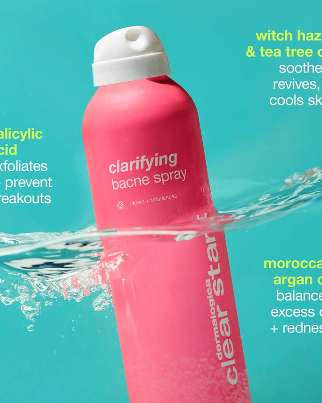 This blemish-fighting body spray acts fast on those hard-to-reach areas to help clear clogged pores and minimize future body breakouts. The refreshing mist even disperses upside down so you’ll never miss a spot. 