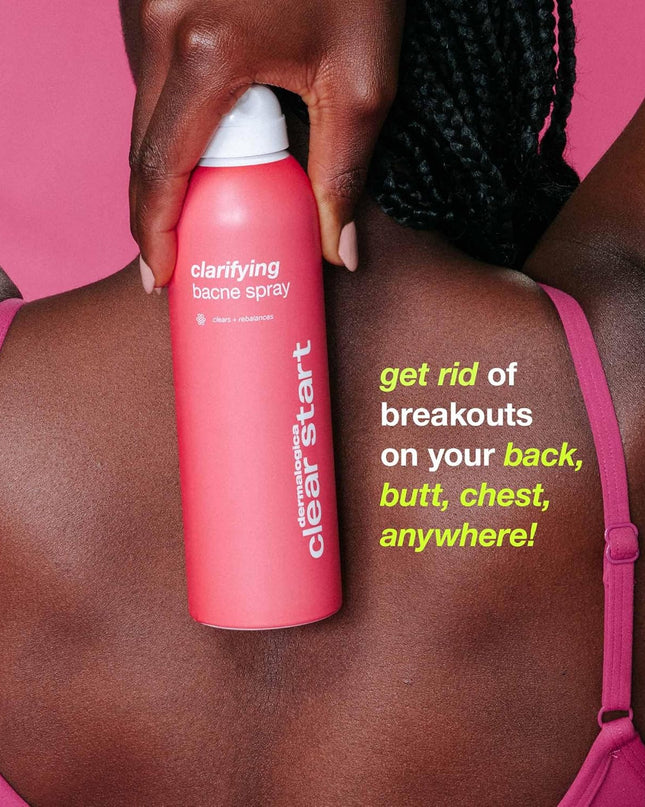 This blemish-fighting body spray acts fast on those hard-to-reach areas to help clear clogged pores and minimize future body breakouts. The refreshing mist even disperses upside down so you’ll never miss a spot. 