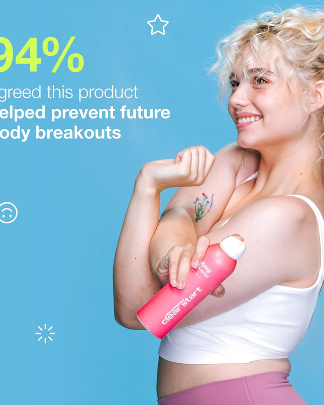 This blemish-fighting body spray acts fast on those hard-to-reach areas to help clear clogged pores and minimize future body breakouts. The refreshing mist even disperses upside down so you’ll never miss a spot. 