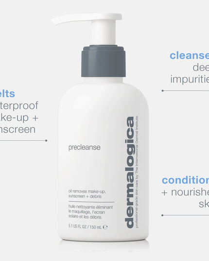 PreCleanse is the ultimate make-up remover for all skin conditions.
This lightweight cleansing oil removes stubborn make-up, dirt and excess oil while calming, conditioning and nourishing skin.


Ideal for use prior to a Dermalogica Cleanser.