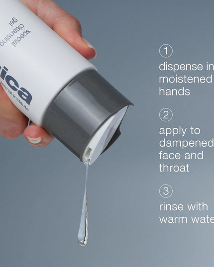 Special Cleansing Gel is a soap-free face wash for all skin conditions. This foaming gel removes impurities without stripping or drying the skin. Ideal for everyday use. Calming agents help soothe and purify skin.