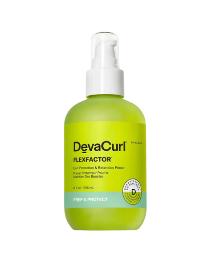 Protect, Strengthen, and Enhance Your Curls. Flex your style without compromising the health of your curls! DevaCurl Flexfactor Curl Protection & Retention Primer, 8 fl oz is a lightweight, heat and UV protective spray formulated with Curl Memory Complex to shield your curls from damage caused by brushing, friction, manipulation, and heat styling up to 450°F. 