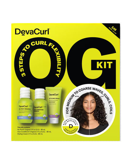 NEW! DevaCurl OG KIT - The Original Curl Routine For all curls, waves, and coils. This kit detangles, defines, and moisturizes for frizz-free, long-lasting curls.