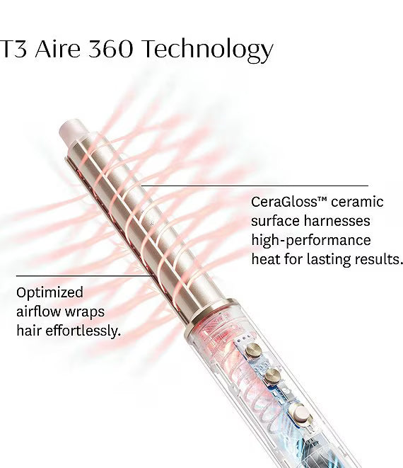 A ceramic air styler designed with high-performance heat and first-of-their-kind ceramic attachments, Aire 360 styles bouncy blowouts and lasting curls with zero heat damage.