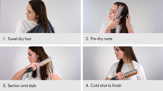 Straighten as you dry. 2x the shine.¹
Faster styling using only air. No heat damage.⁴
Faster styling³ – straightens as it dries.