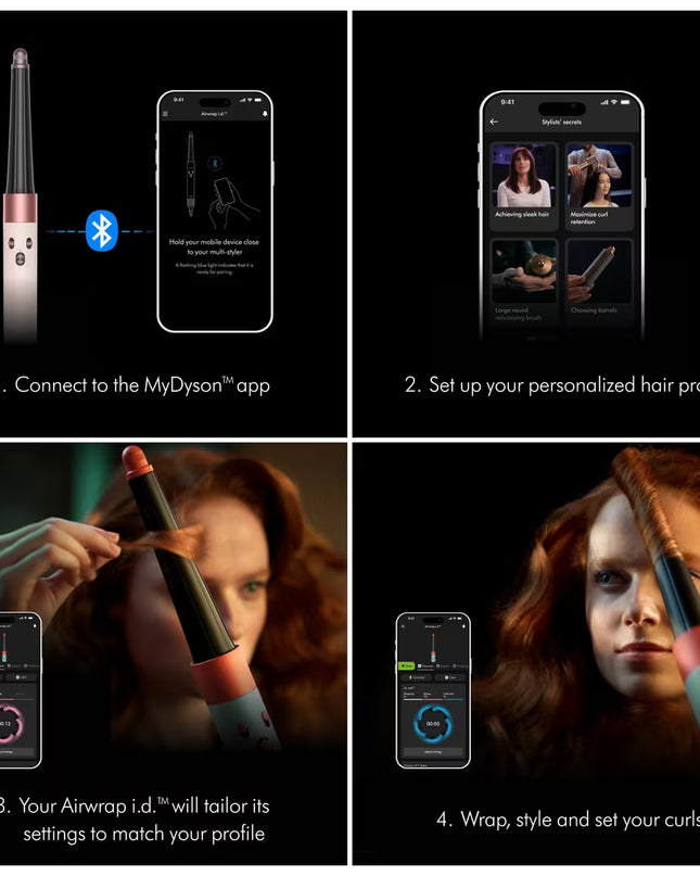 Dyson Special Edition Airwrap i.d. Multi-Styler Straight+Wavy in Amber Silk achieves perfect curls at the touch of a button. A faster, easier way to achieve consistent curls with no heat damage.