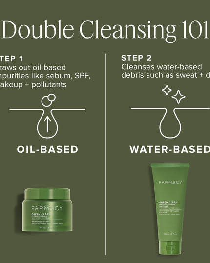 A new + improved version of our award-winning cleansing balm, clinically proven to gently remove over 99% longwear foundation, waterproof mascara + SPF — leaving skin soft, smooth + hydrated after each cleanse. It’s greener, cleaner + better than makeup wipes, with a new plant-based formula featuring a farm-grown super greens blend of upcycled moringa, holy basil + arugula. Housed in a sleek new jar + cap made from 100% post-consumer recycled plastic, with a subtle, dreamy scent of lime, bergamot + orange.