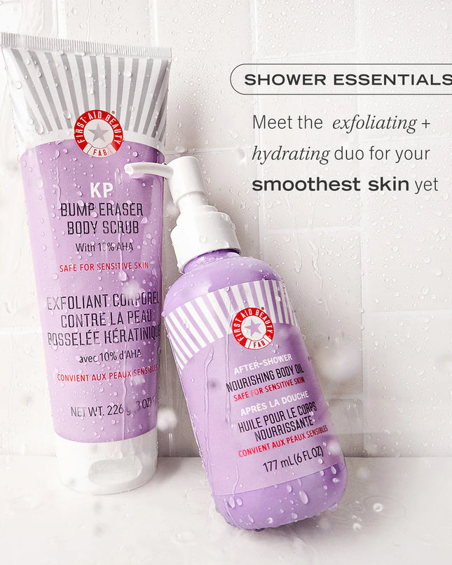 A fast-absorbing, lightweight but luxurious body oil that hydrates skin and locks in moisture post-shower, leaving it feeling silky smooth + soft.