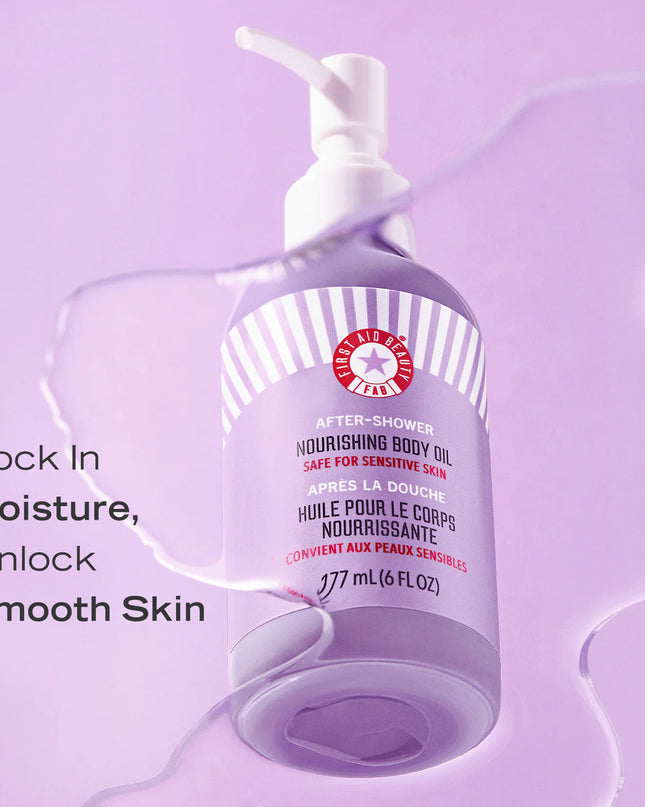 A fast-absorbing, lightweight but luxurious body oil that hydrates skin and locks in moisture post-shower, leaving it feeling silky smooth + soft.