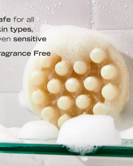 Better-than-basic body cleansing bar that creates a luxurious lather and gently cleanses without leaving a residue or leaving body feeling dry and stripped.