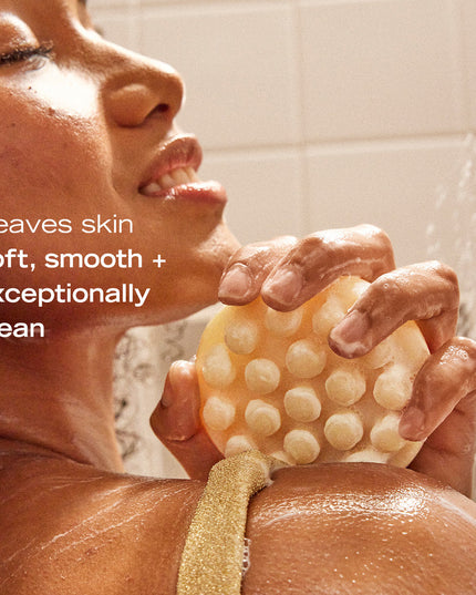 Better-than-basic body cleansing bar that creates a luxurious lather and gently cleanses without leaving a residue or leaving body feeling dry and stripped.