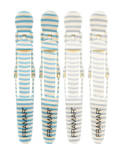 Sandals. Stripes. Sunshine. Framar's new “Beach Bum” collection is bringing breezy summer vibes to your salon! Inspired by beach umbrellas and boardwalks, these blue and cream hues with playful summer illustrations bring a refreshing touch of the shore to your station.