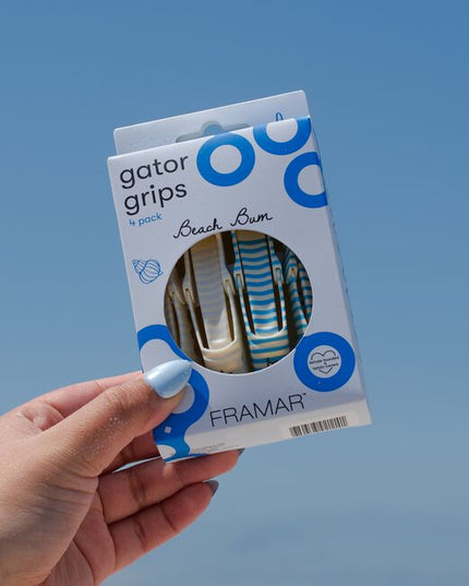 Sandals. Stripes. Sunshine. Framar's new “Beach Bum” collection is bringing breezy summer vibes to your salon! Inspired by beach umbrellas and boardwalks, these blue and cream hues with playful summer illustrations bring a refreshing touch of the shore to your station.