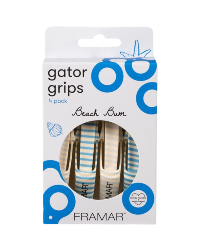 Bring laid-back coastal vibes to your styling station with the Framar Beach Bum Gator Grips. These professional-grade sectioning clips combine playful beach-inspired design with the strong, reliable hold stylists need for everyday salon services.