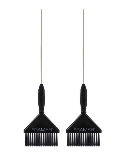 Pintail for easy parting. Framar's famous AccuSoft bristles are tapered to pick up and distribute color to hair evenly, quickly and precisely. Wide brush head is designed for all over dye jobs and root tapping while still being comfortable in your hand.