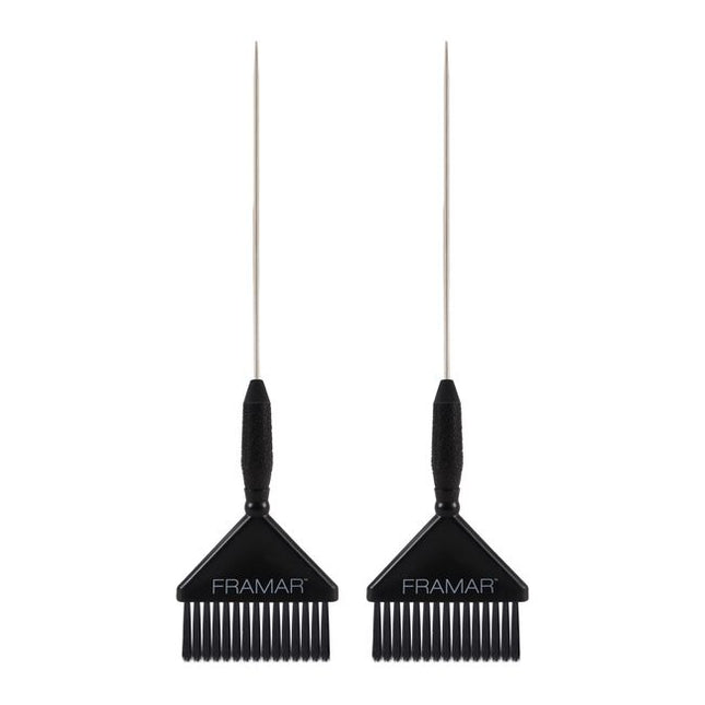 Pintail for easy parting. Framar's famous AccuSoft bristles are tapered to pick up and distribute color to hair evenly, quickly and precisely. Wide brush head is designed for all over dye jobs and root tapping while still being comfortable in your hand.