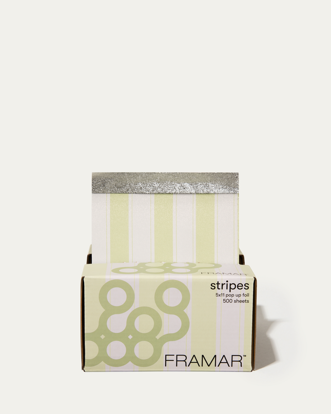 Fresh, fun, and salon-ready—Framar Celery Stripes Pop-Up Foils bring clean-girl aesthetic vibes to every color service. These pre-cut embossed foils are designed for fast, efficient highlighting, balayage, and lowlight applications with the professional performance stylists love.