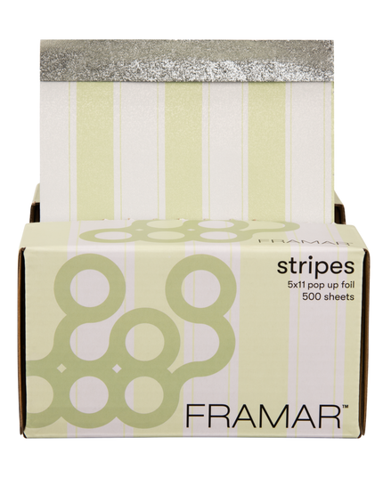 Fresh, fun, and salon-ready—Framar Celery Stripes Pop-Up Foils bring clean-girl aesthetic vibes to every color service. These pre-cut embossed foils are designed for fast, efficient highlighting, balayage, and lowlight applications with the professional performance stylists love.