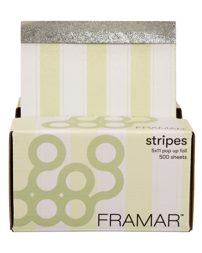Fresh, fun, and salon-ready—Framar Celery Stripes Pop-Up Foils bring clean-girl aesthetic vibes to every color service. These pre-cut embossed foils are designed for fast, efficient highlighting, balayage, and lowlight applications with the professional performance stylists love.