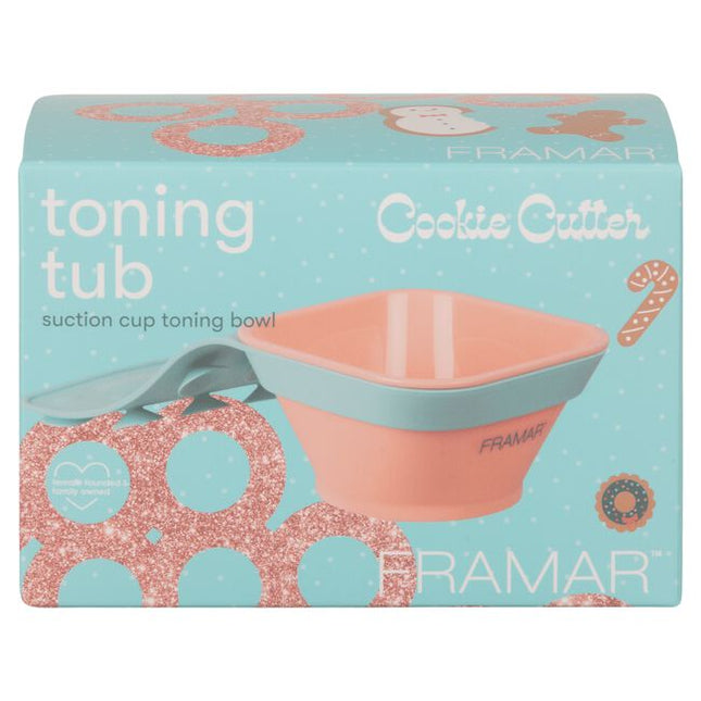 The days of messy toning applications are officially over! The Framar Toning Tub is designed to attach directly to any shampoo bowl, taking the mess out of toning. Simply secure the suction cups in place on the outside or inside of your shampoo bowl, prepare the toner at your color bar, then place the bowl of toner directly into the tub sleeve. From here you can apply your toner just inches from the clients head, saving waste, mess, and time!