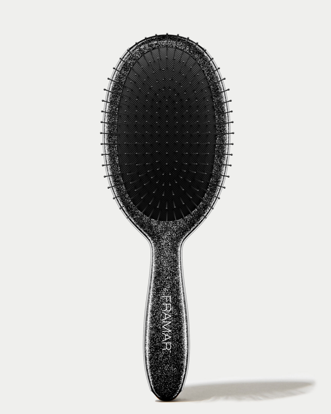 Add a little shimmer to your haircare game flexible bristles, pain free brushing, glitter detangle brush. Let this brush bring a touch of sparkle to your salon.